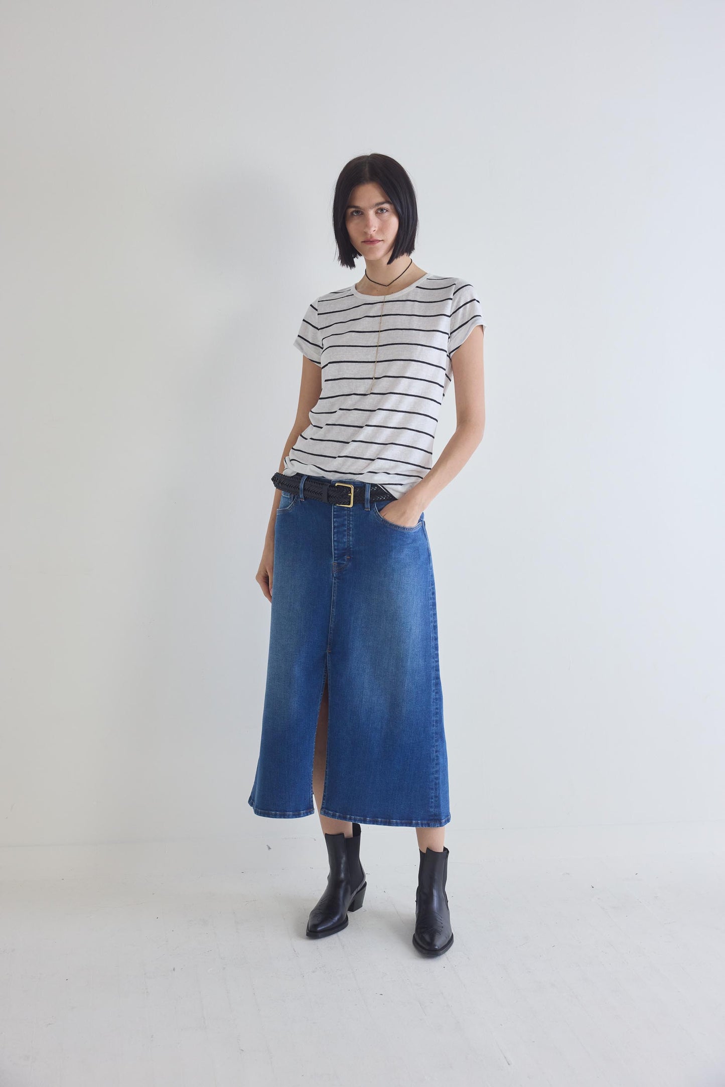 The 90's Denim Midi Skirt