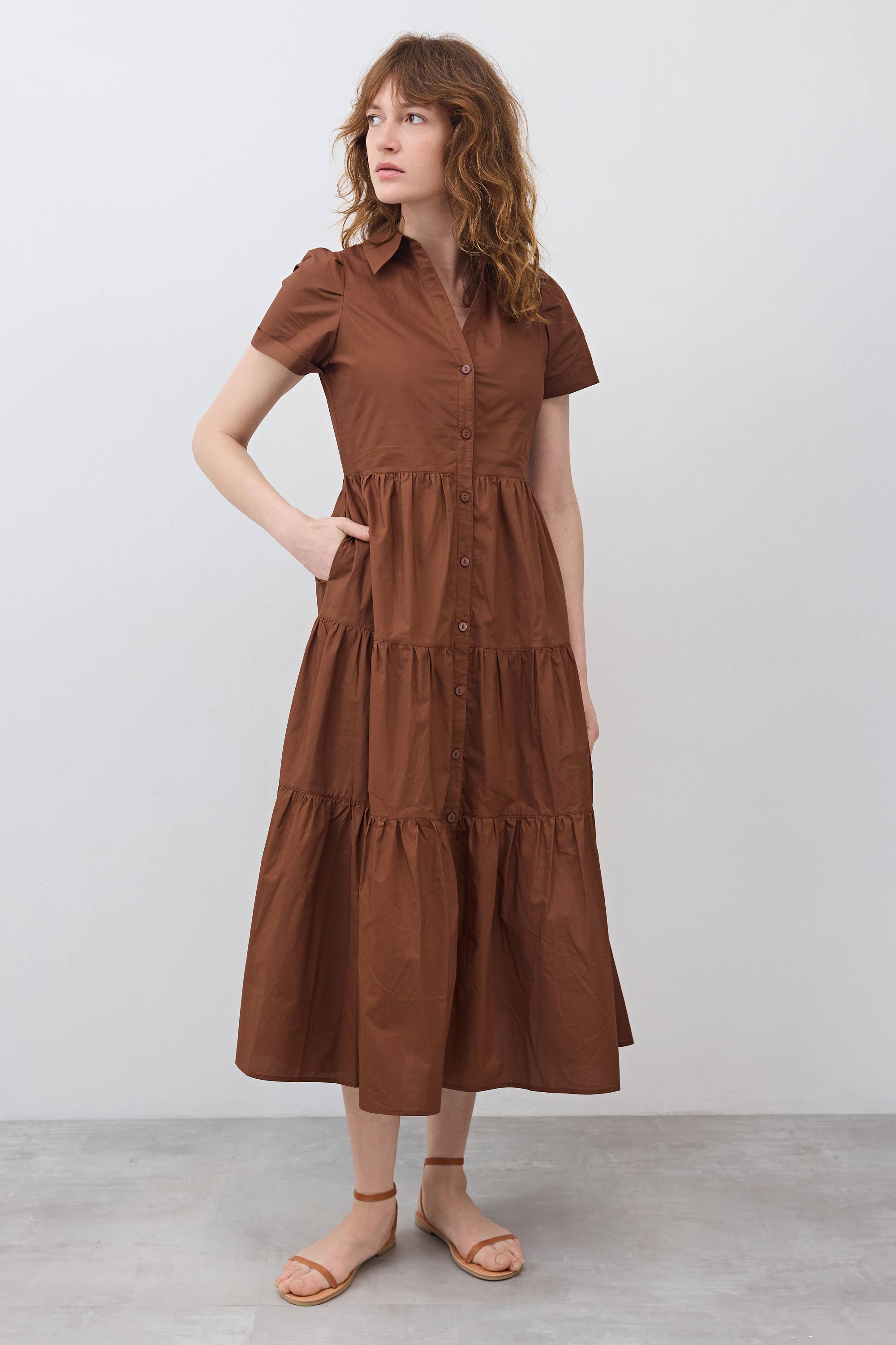 Breaking Free Long Poplin Dress Copper / XS