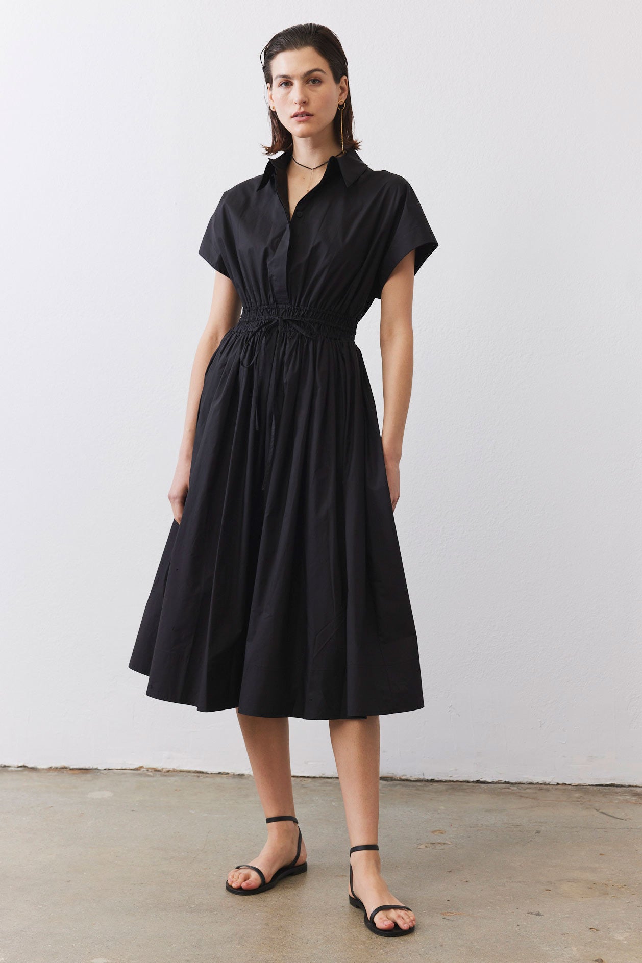 Cinched Waist Shirt Dress | Black – Ruti
