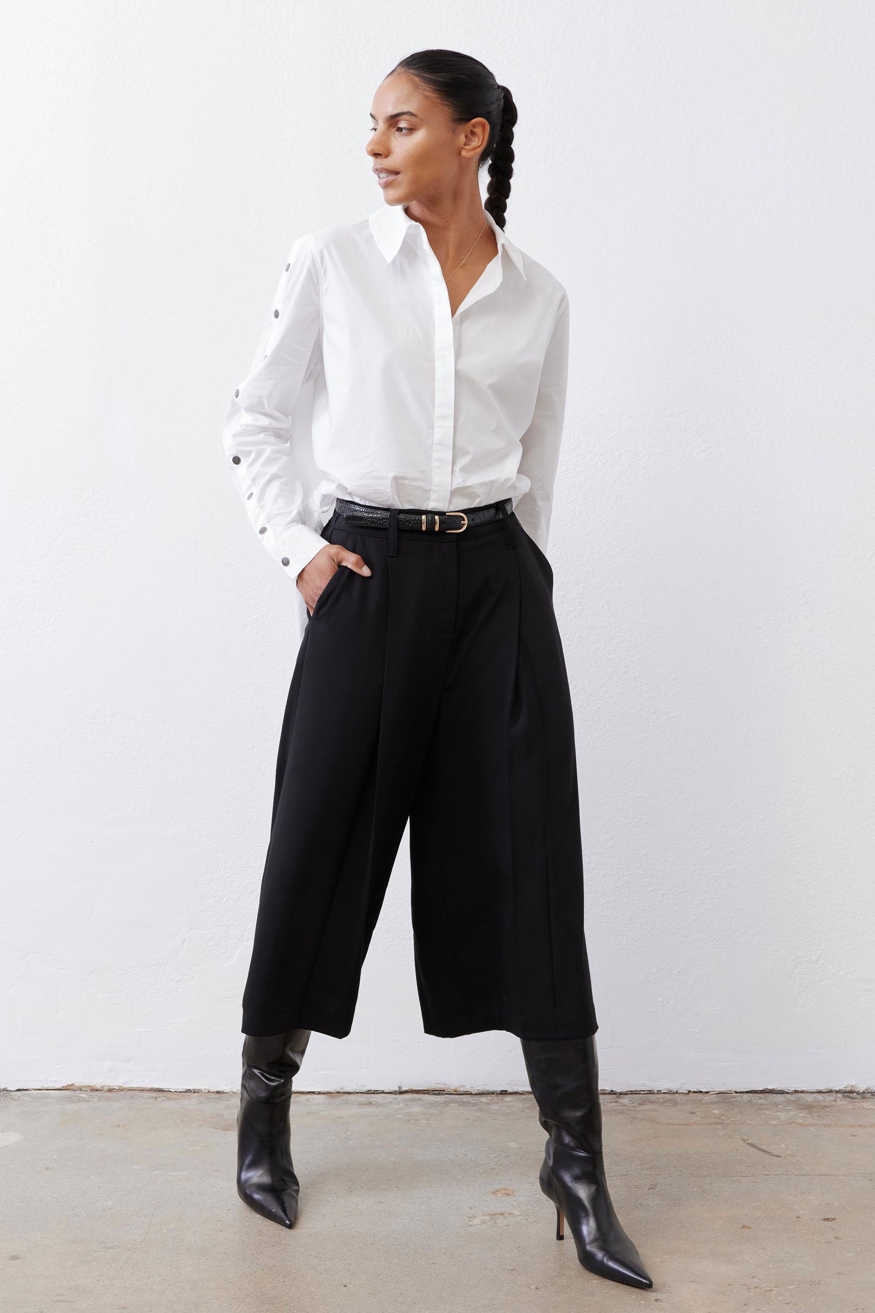 black cropped dress pants Wide Leg Pleat Promo-Applied-Archive-Sale Elegant Strapless A-Line Wedding Color:Saltwater SIZING 24