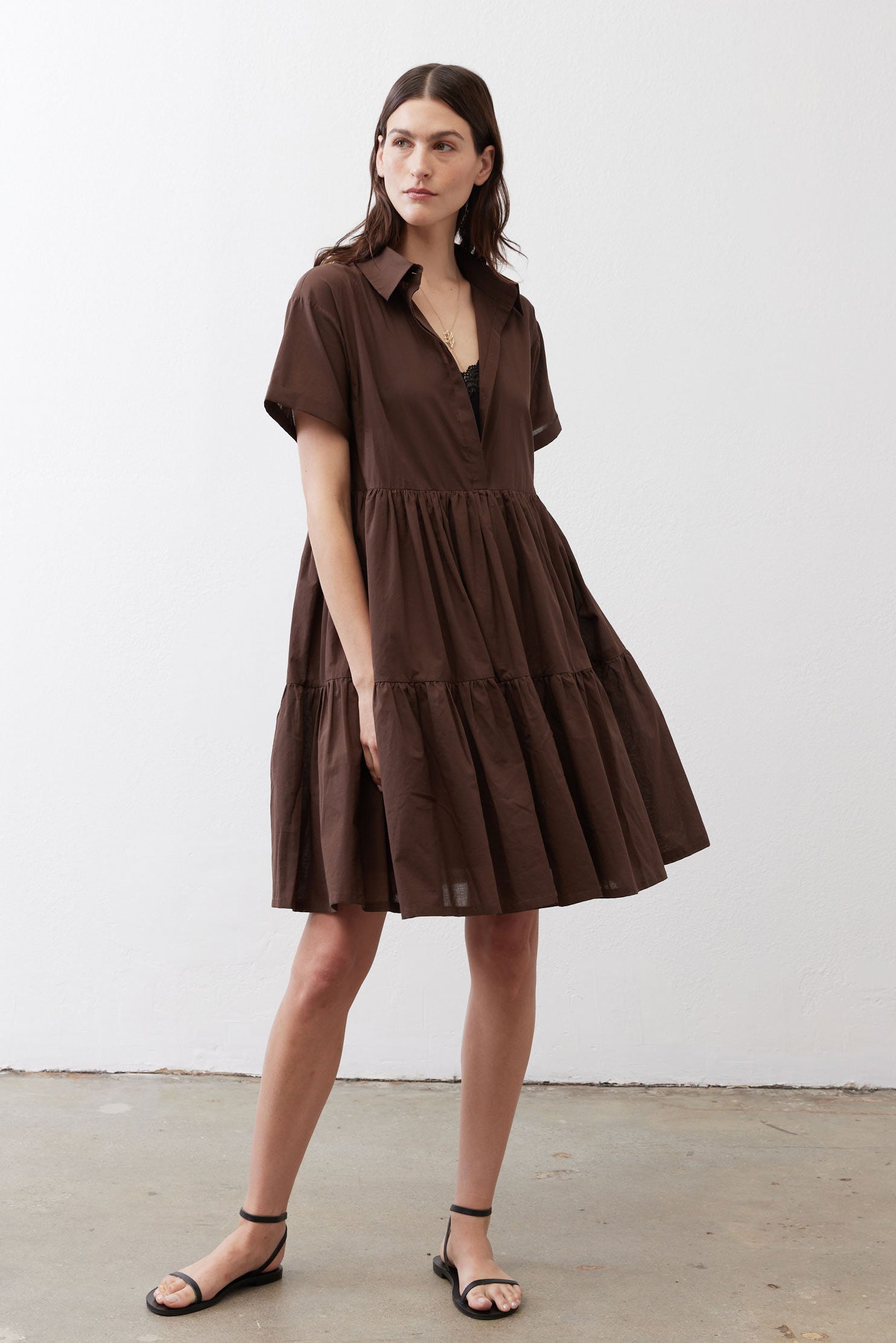 brown cotton poplin dress Walking On Air Milk Chocolate / XS Walk on air in