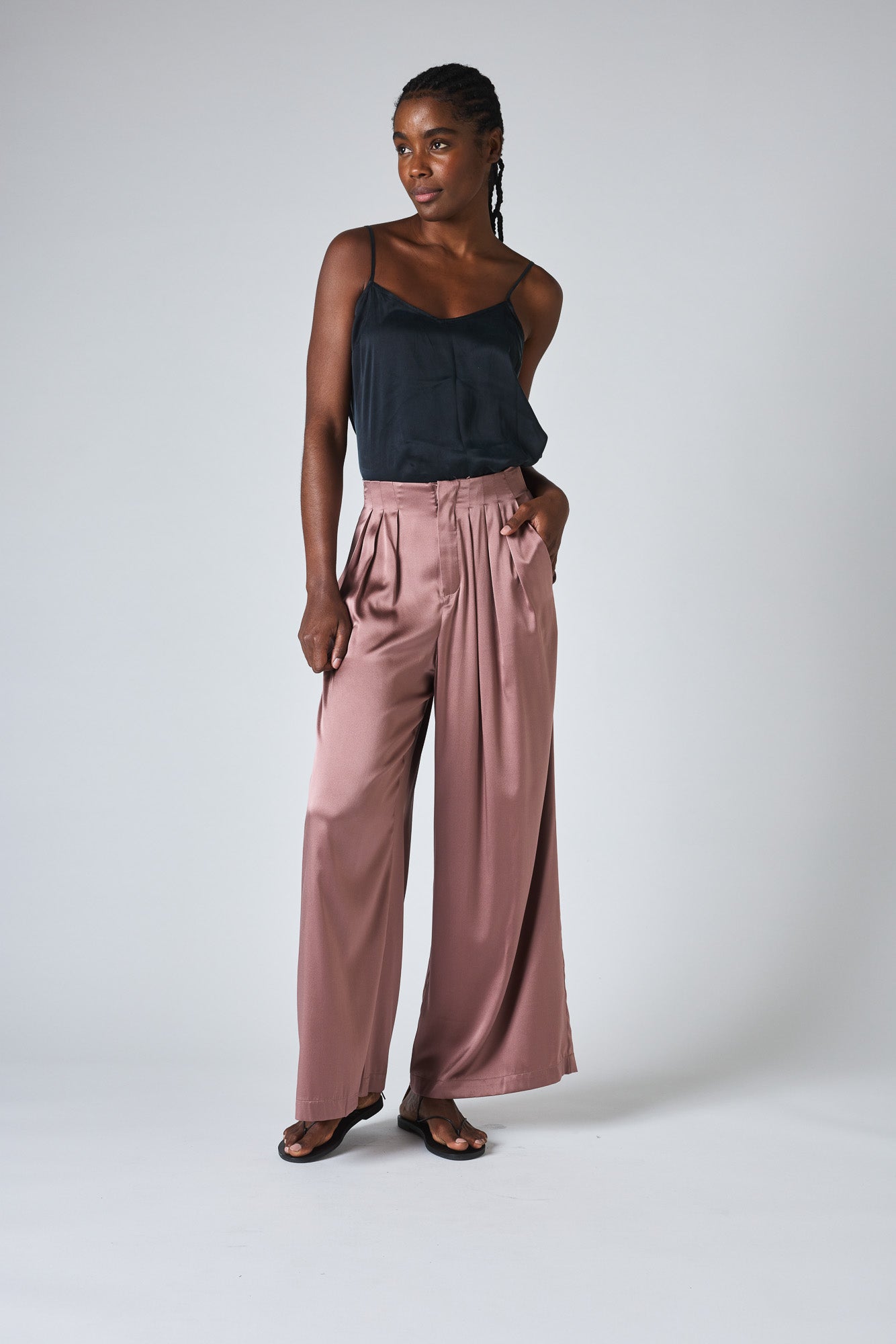 Satin High Rise Wide Leg Trousers - White, AVENUE No.29