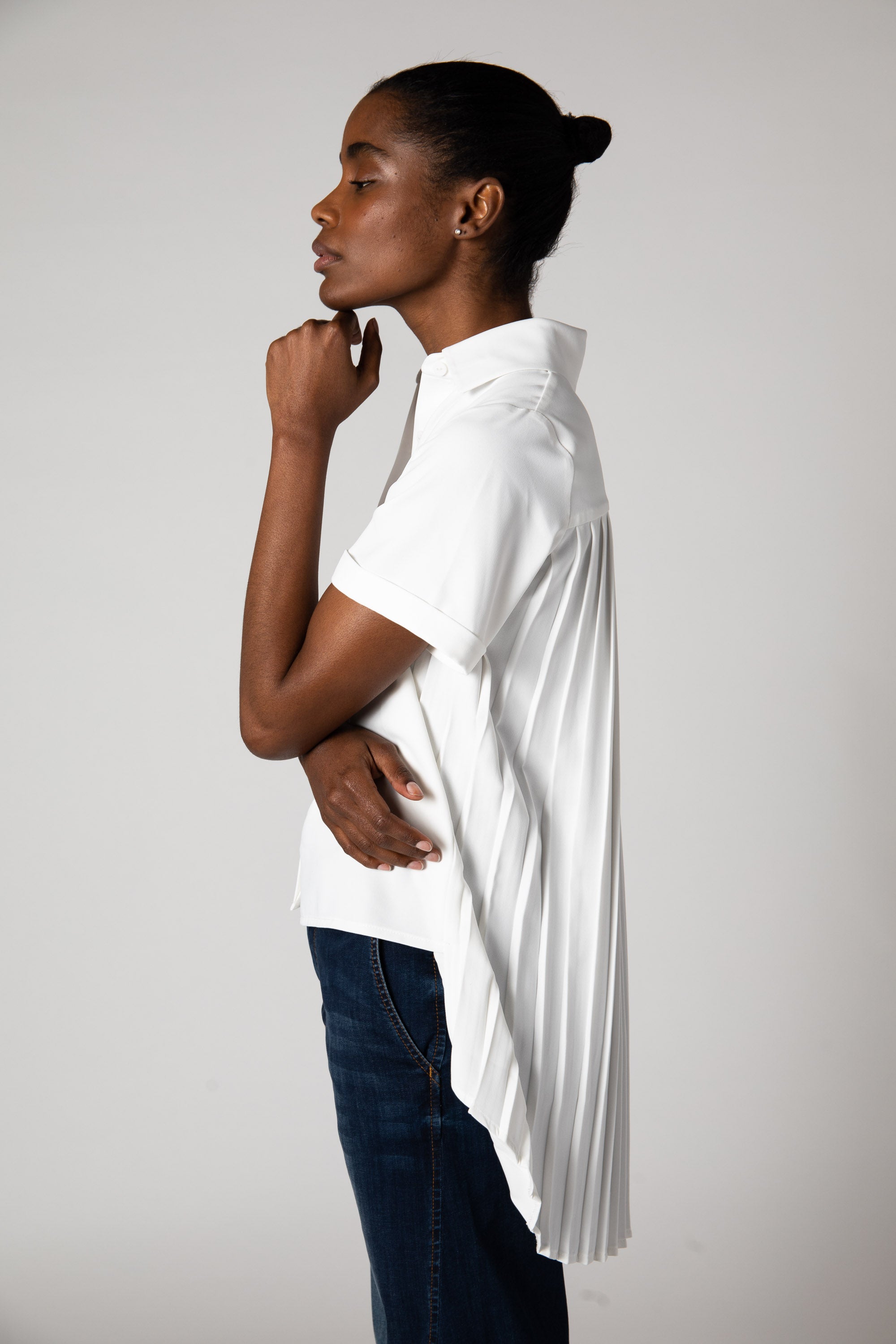 The Perfect Pleated Back Crew Neck Top