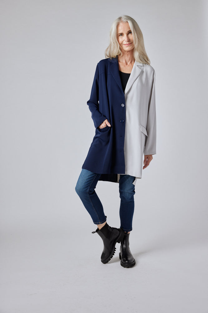 Colourblock A-line Coat Dress