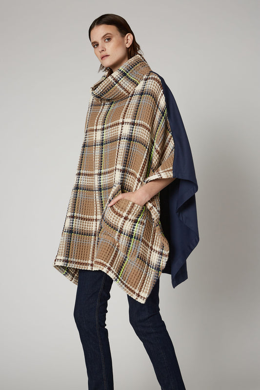 Touch of Neon Plaid Poncho