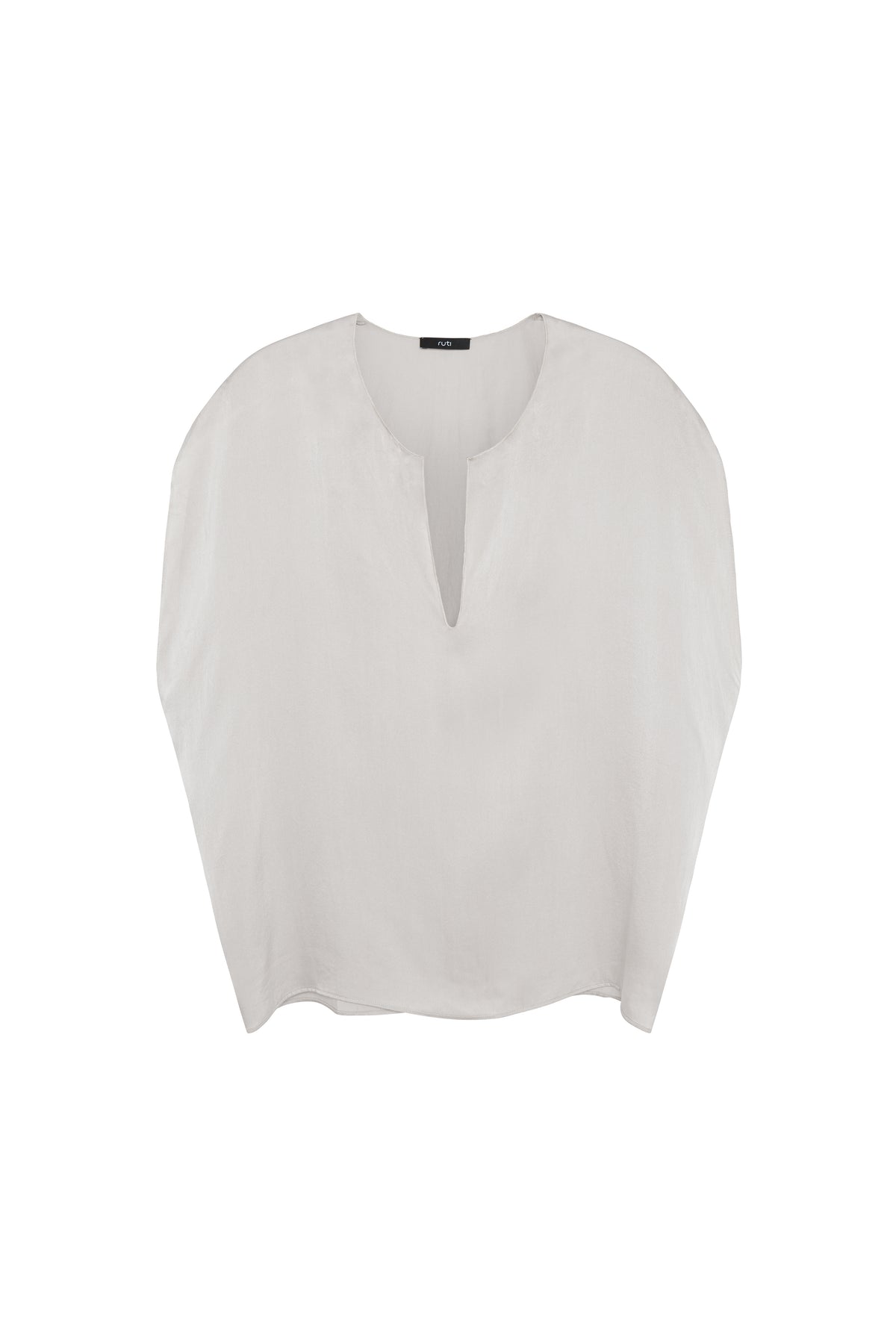 Cream silk sleeveless top with V-neck and relaxed fit