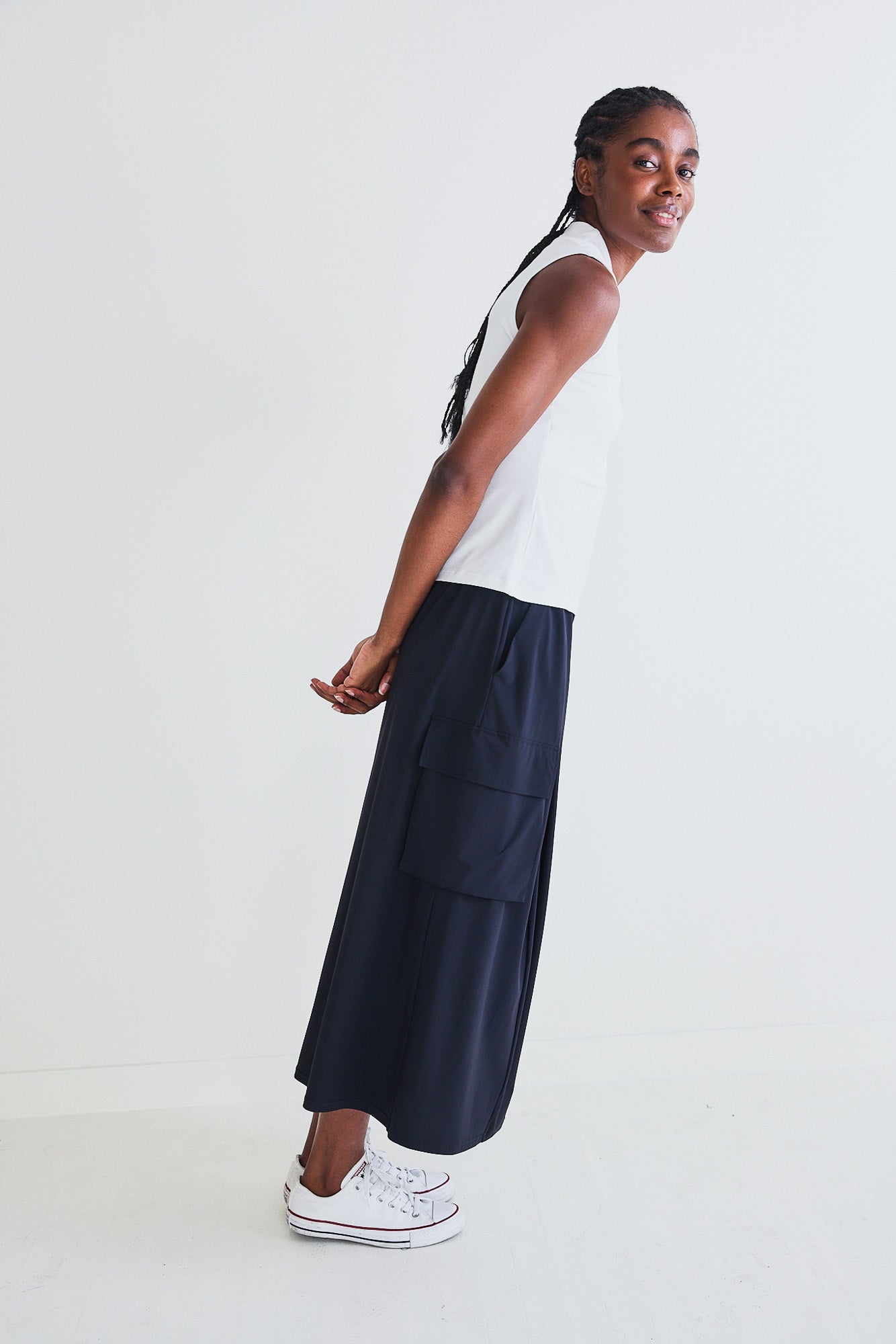 Draped skirt clearance pants