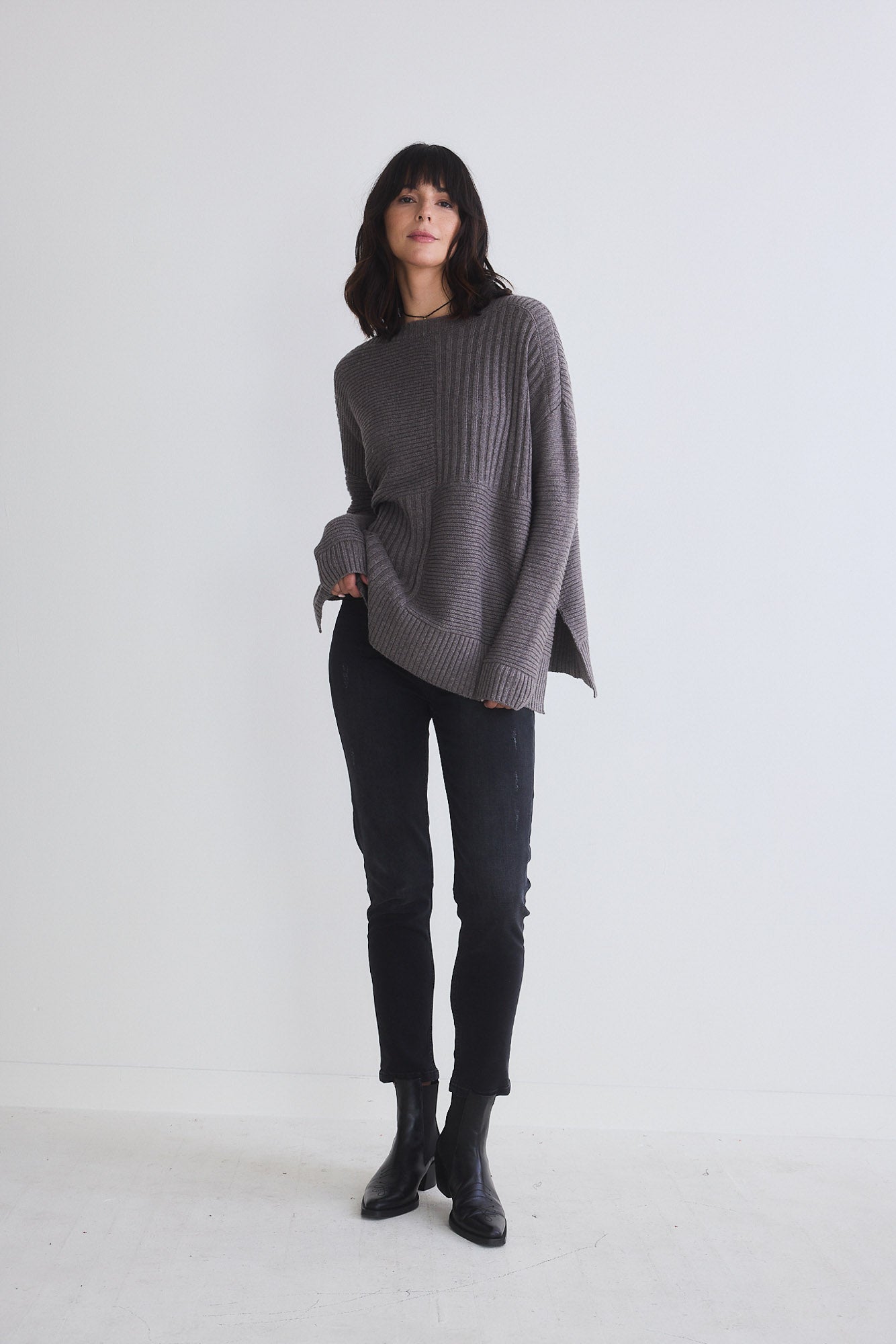 Oversized Mixed Knit Sweater – Ruti