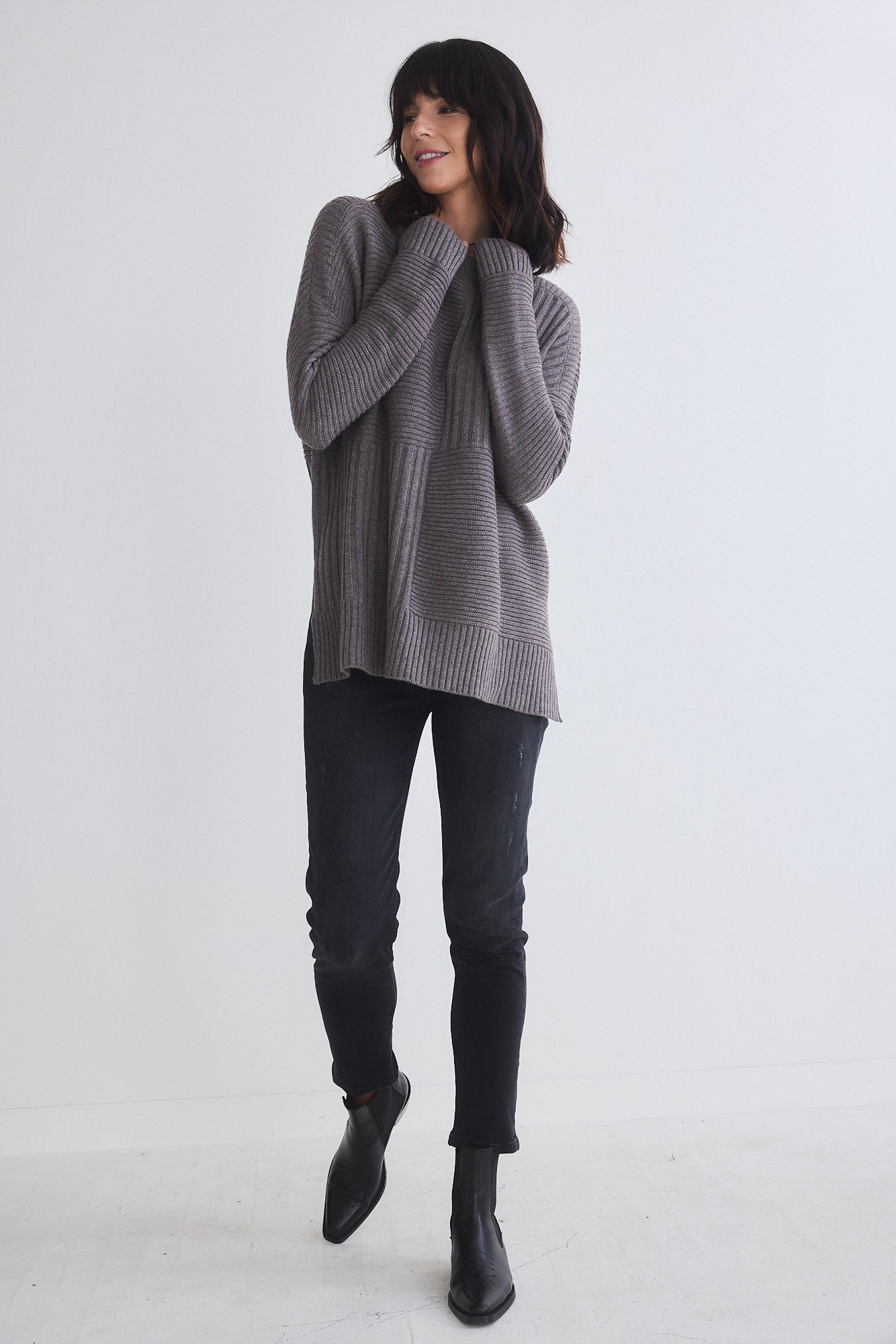 Oversized Mixed Knit Sweater – Ruti