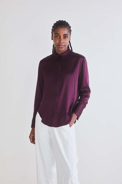 Shift Your Gaze Silk Button Down Blouse