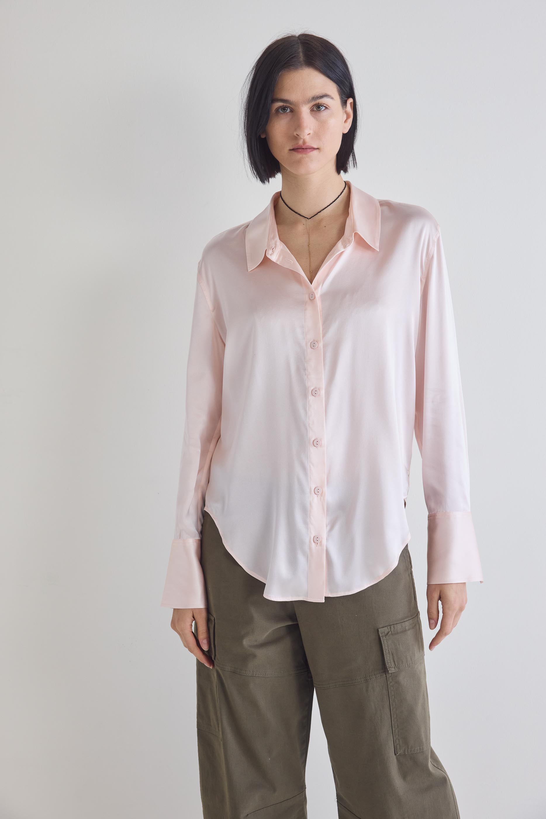 Button-down silk blouse
