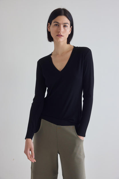 The Ribbed Long Sleeve V-Neck