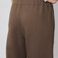 Mocha brown work scuba pants with wide elastic waistband and relaxed straight legs