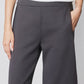 Storm gray work scuba pants front view with relaxed straight wide legs
