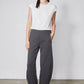 Storm gray work scuba pants on model, relaxed wide-leg silhouette
