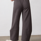 Storm gray work scuba pants with elastic waistband and relaxed straight wide-leg