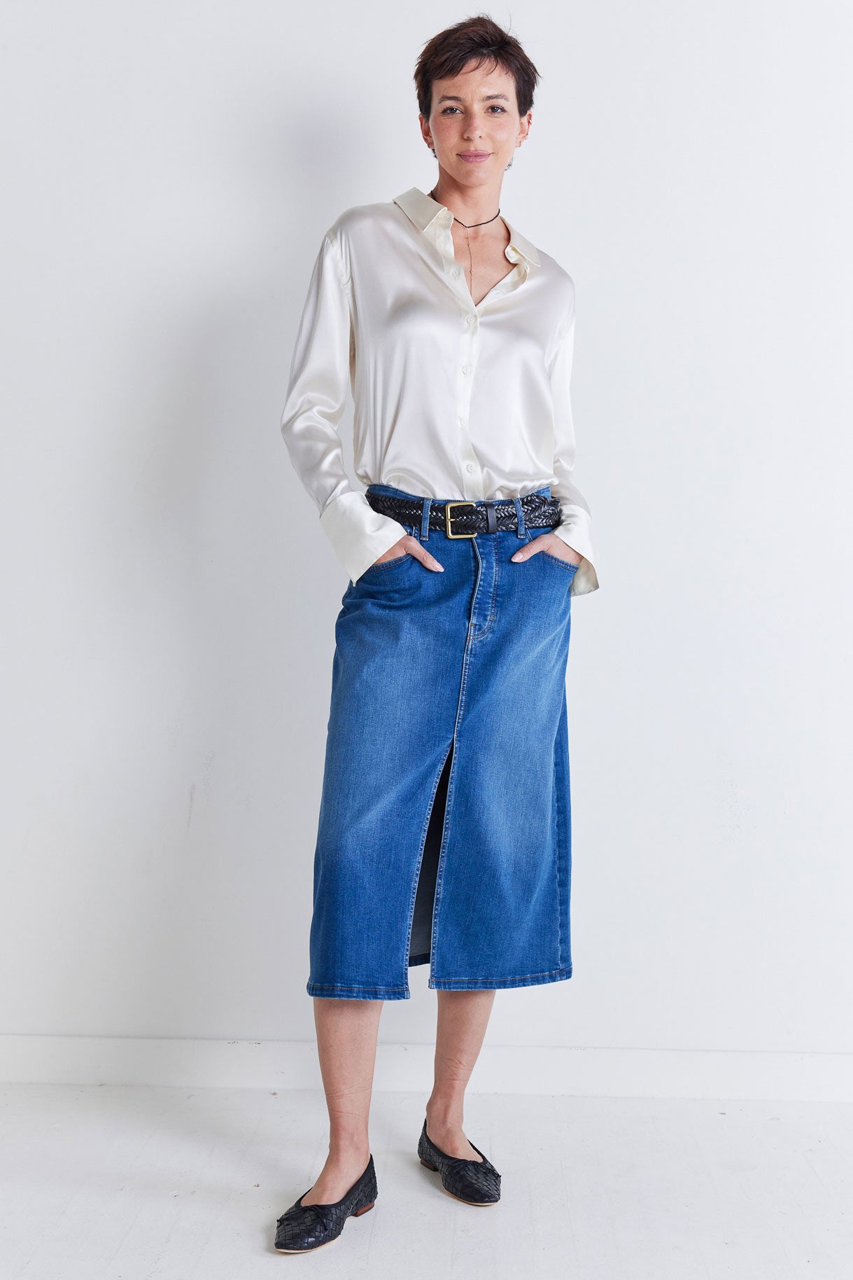 The 90's Denim Midi Skirt