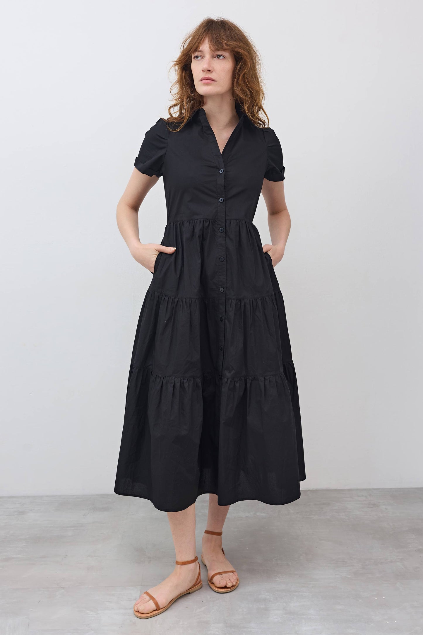 black poplin dress Breaking Free Long Poplin Dress Black / L