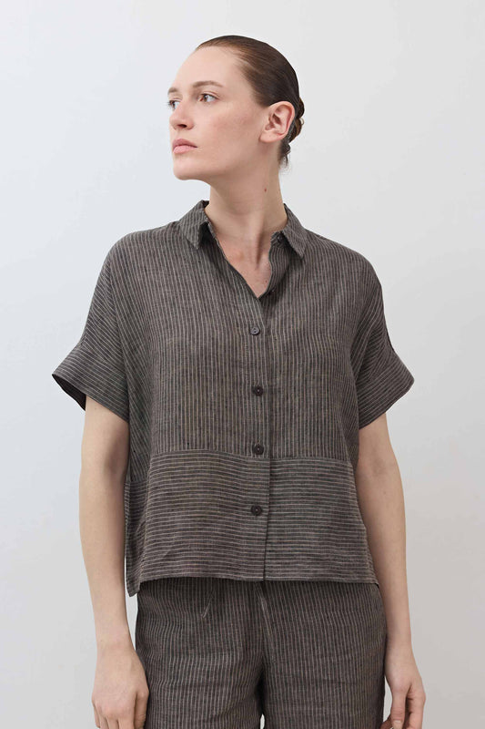Boxy Linen Cropped Blouse