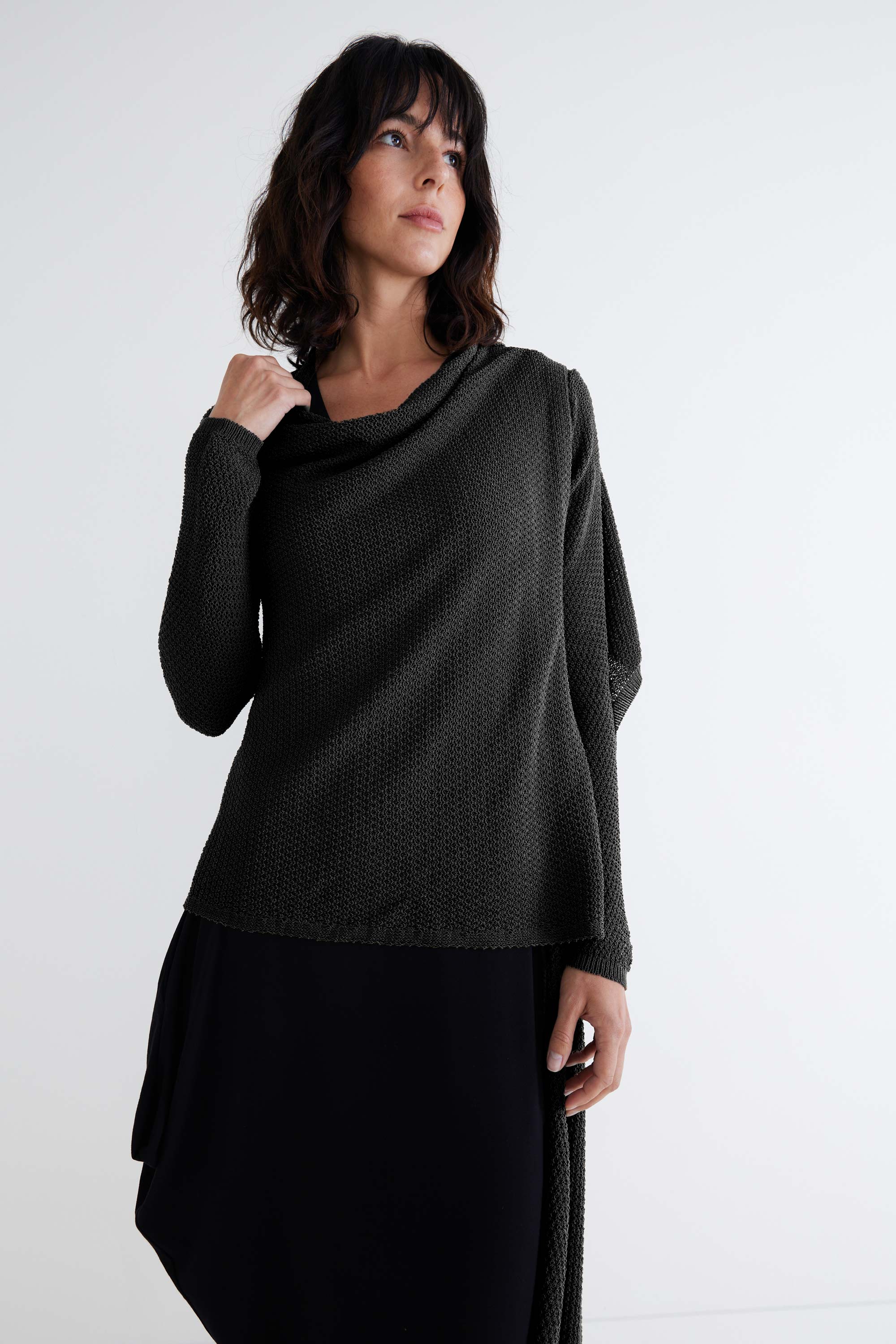 カーディガン rielle riche fluffy knit cardigan black フリルニットカーディガン（ブラック）