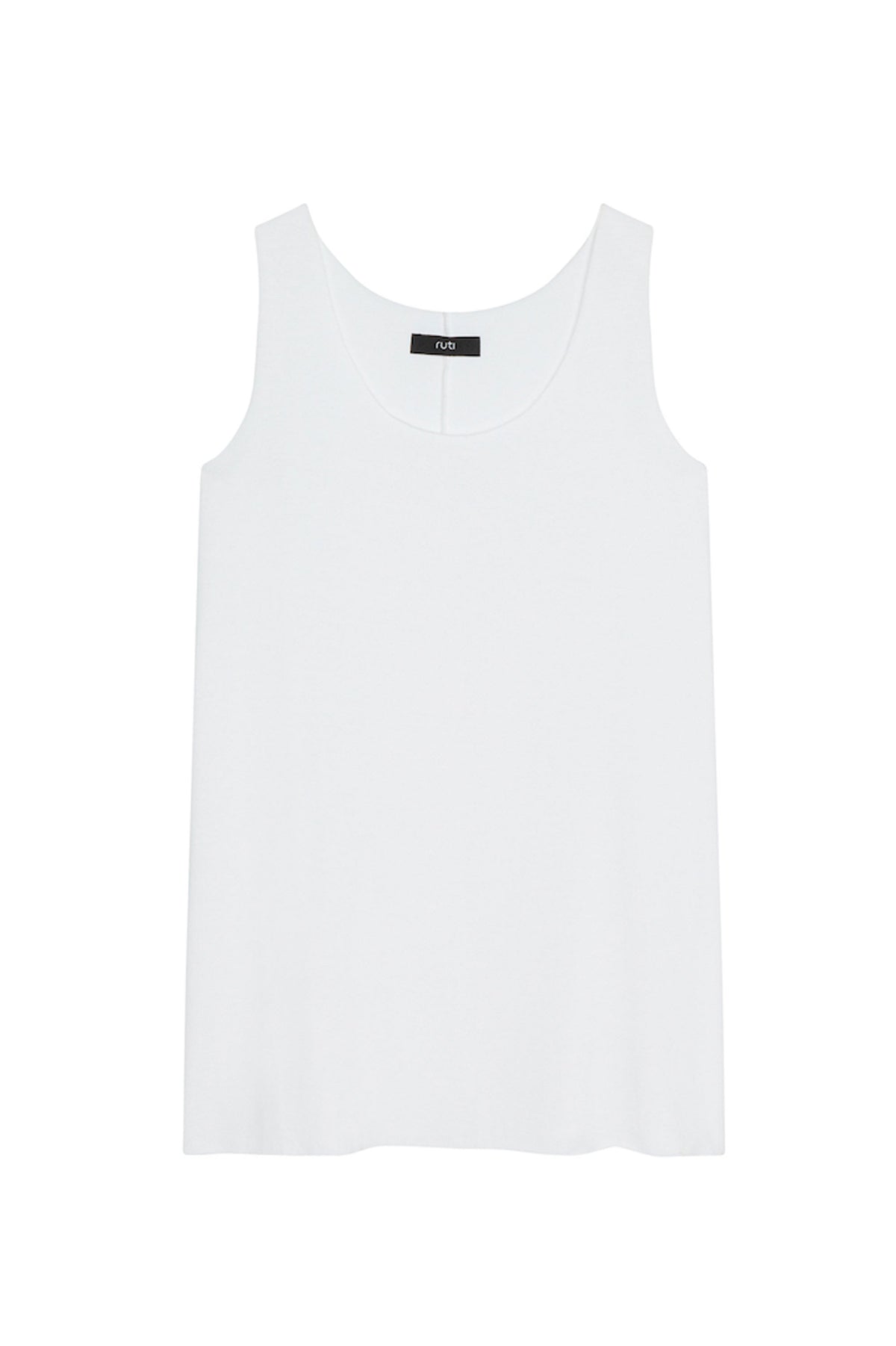 White long seamless cami top with scoop neckline and small chest label
