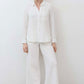 Airy button-down tunic in off-white with collared button front and chest pocket
