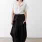 White dot-print button-front blouse with short dolman sleeves
