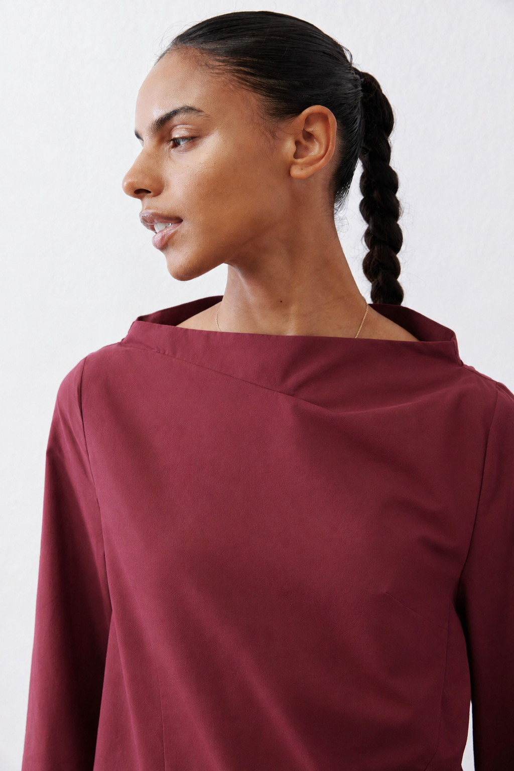 Asymmetric Popover Poplin Blouse