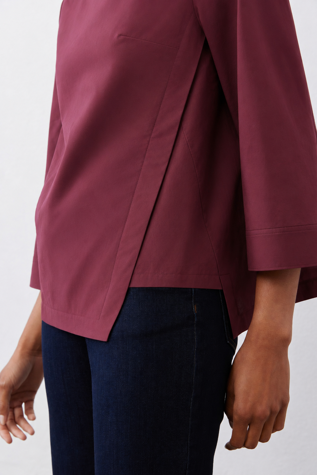 Asymmetric Popover Poplin Blouse