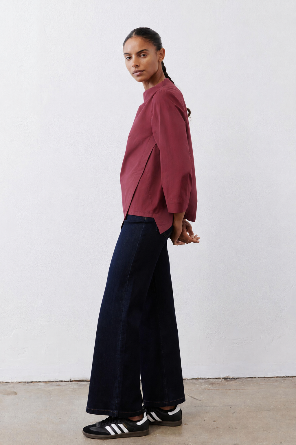 Asymmetric Popover Poplin Blouse