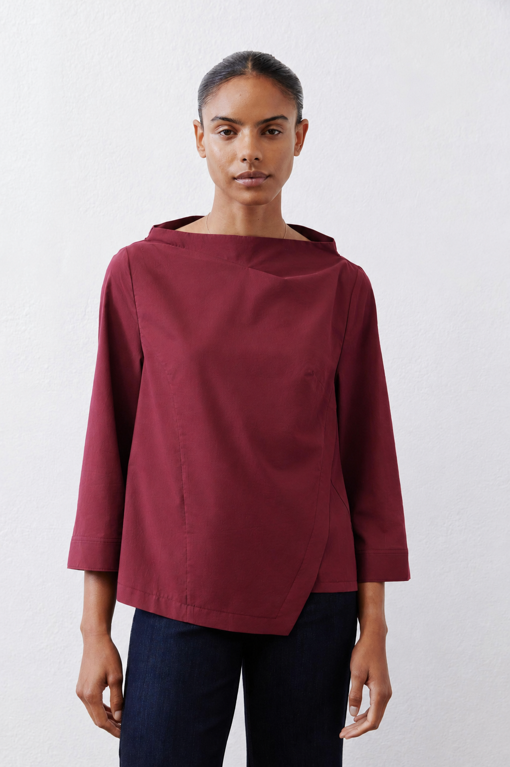 Asymmetric Popover Poplin Blouse