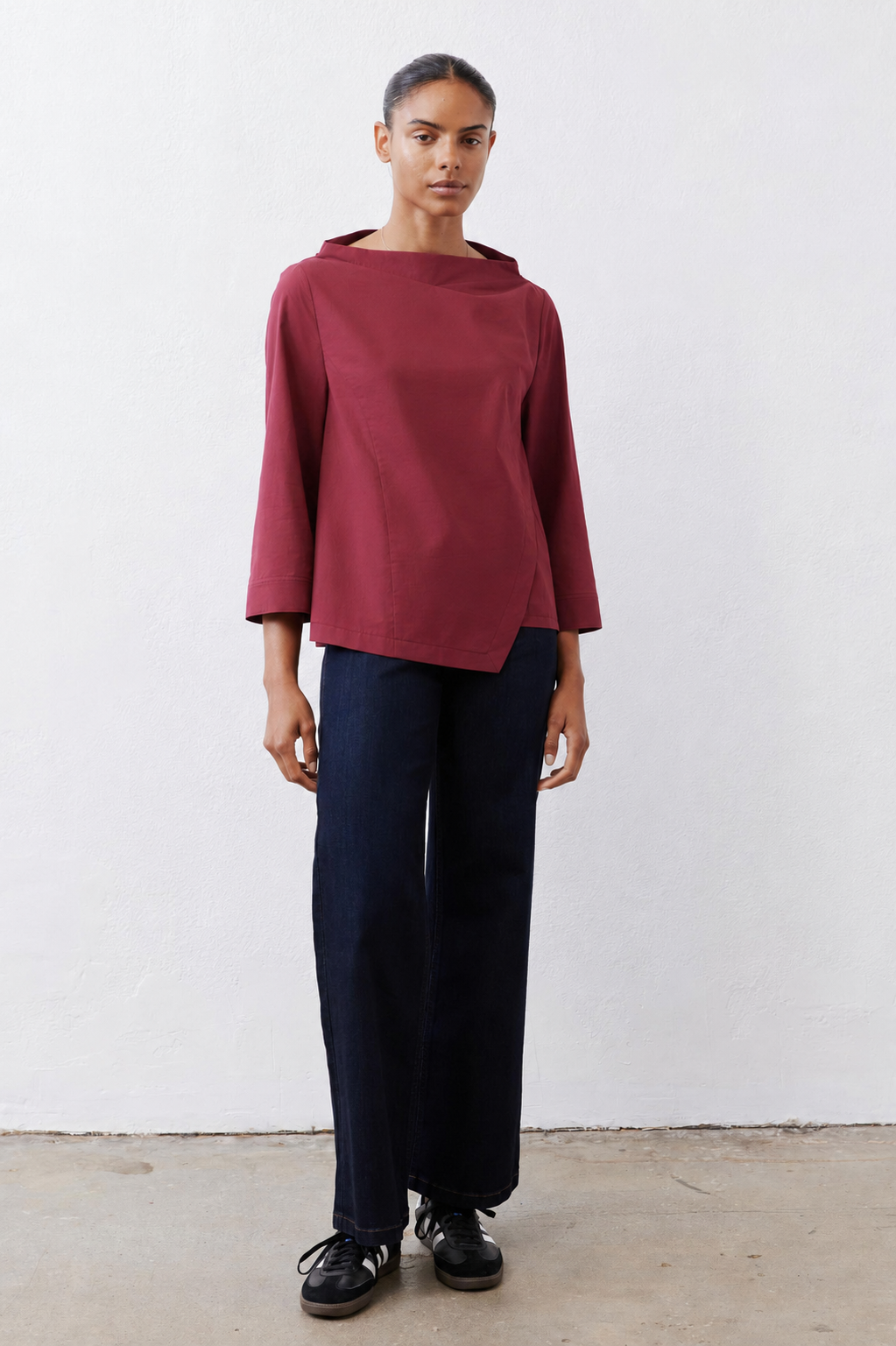 Asymmetric Popover Poplin Blouse