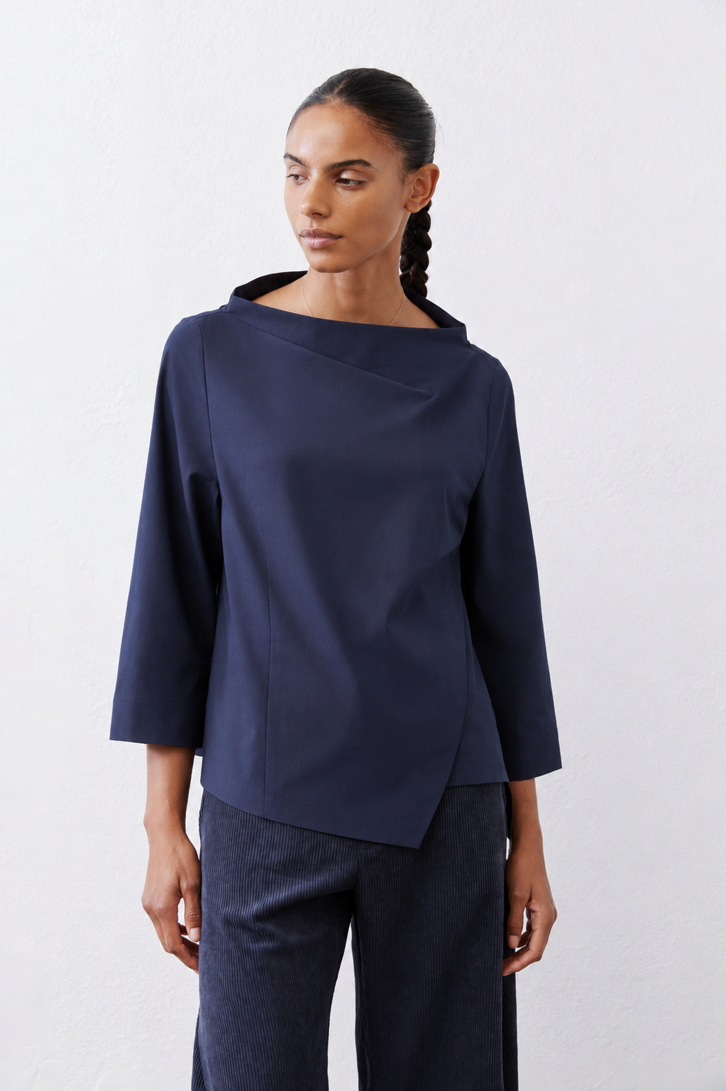 Asymmetric Popover Poplin Blouse