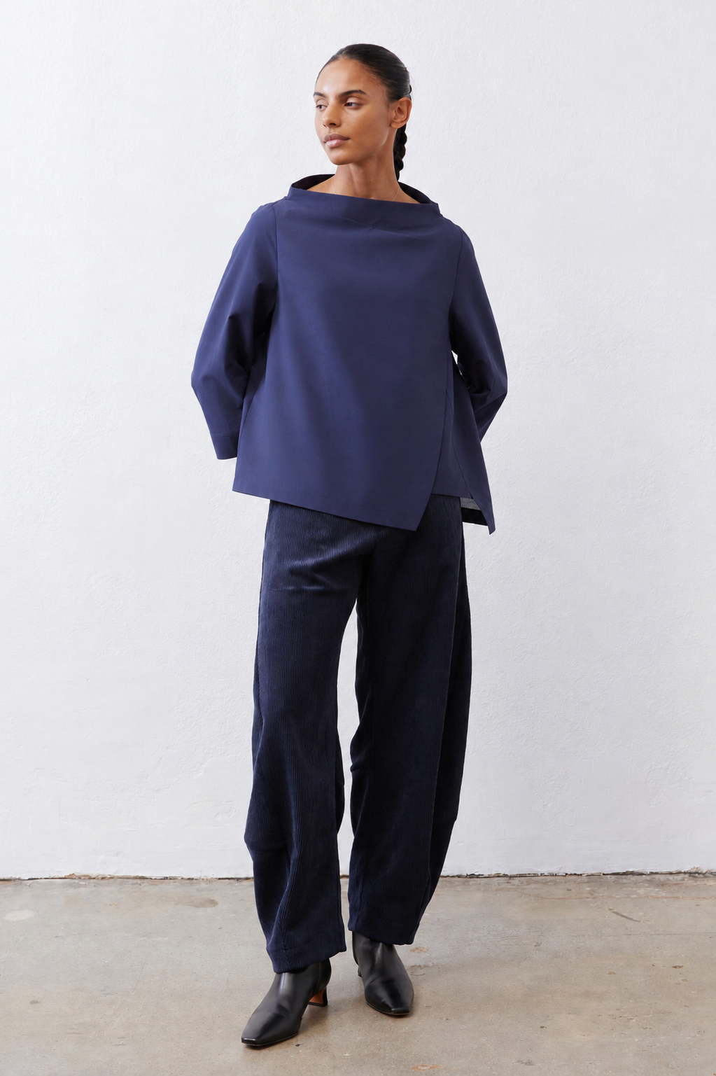 Asymmetric Popover Poplin Blouse