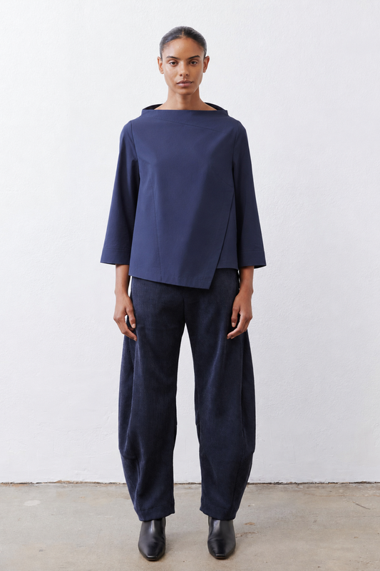 Asymmetric Popover Poplin Blouse