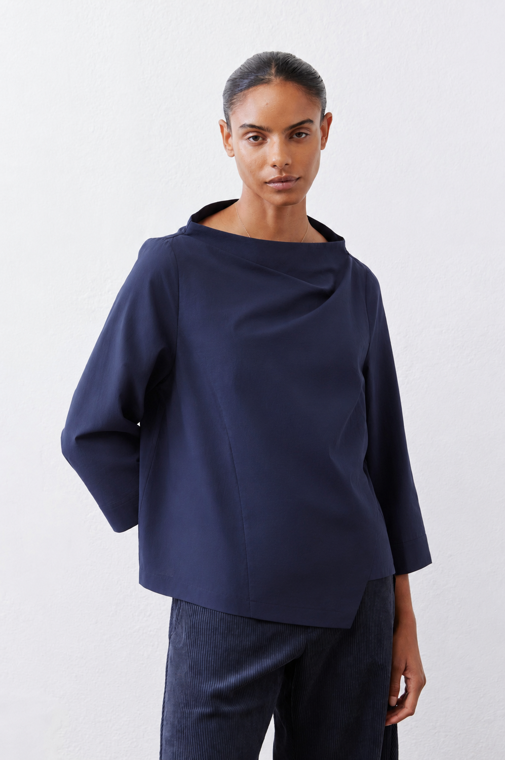 Asymmetric Popover Poplin Blouse