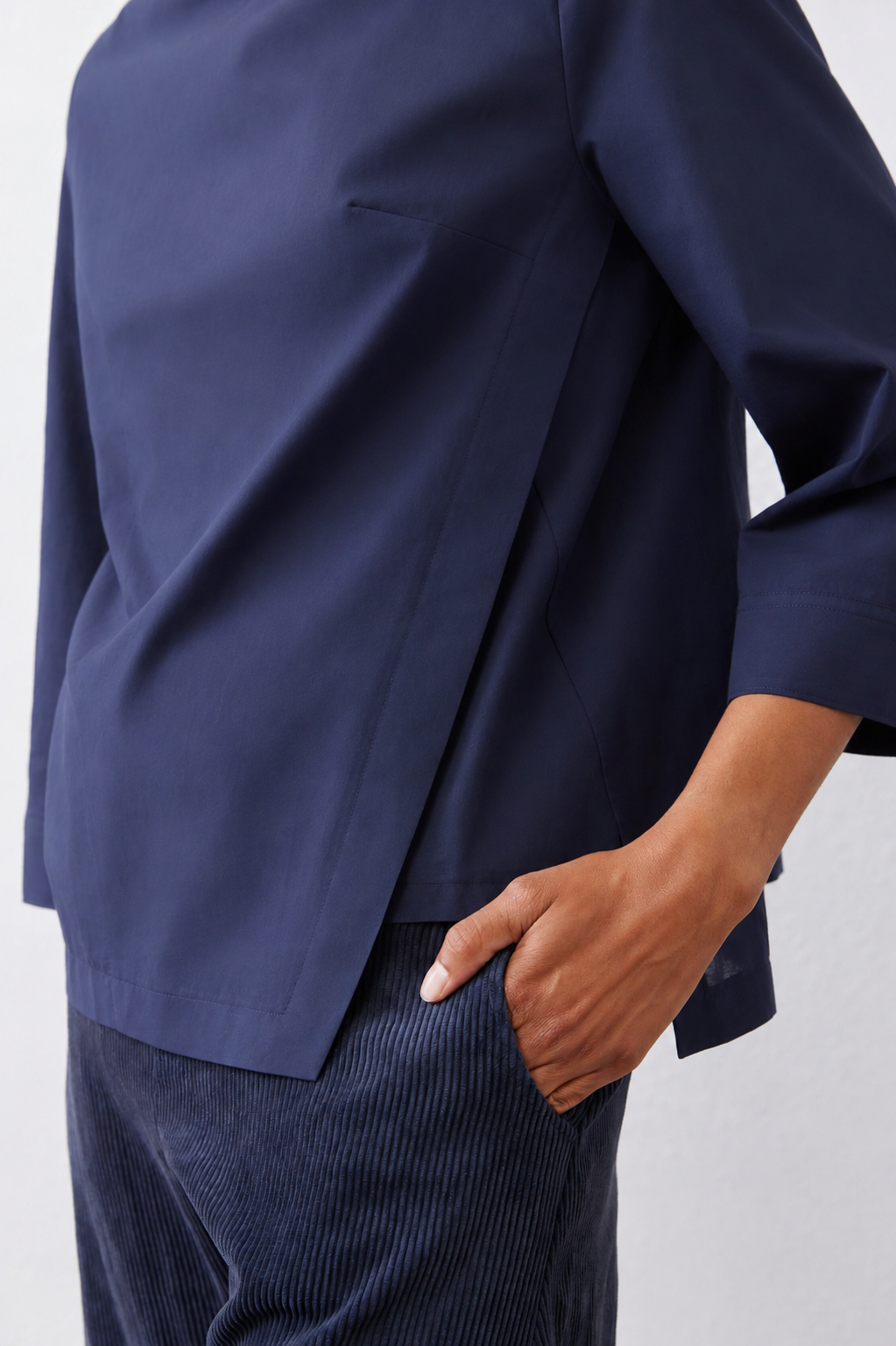 Asymmetric Popover Poplin Blouse
