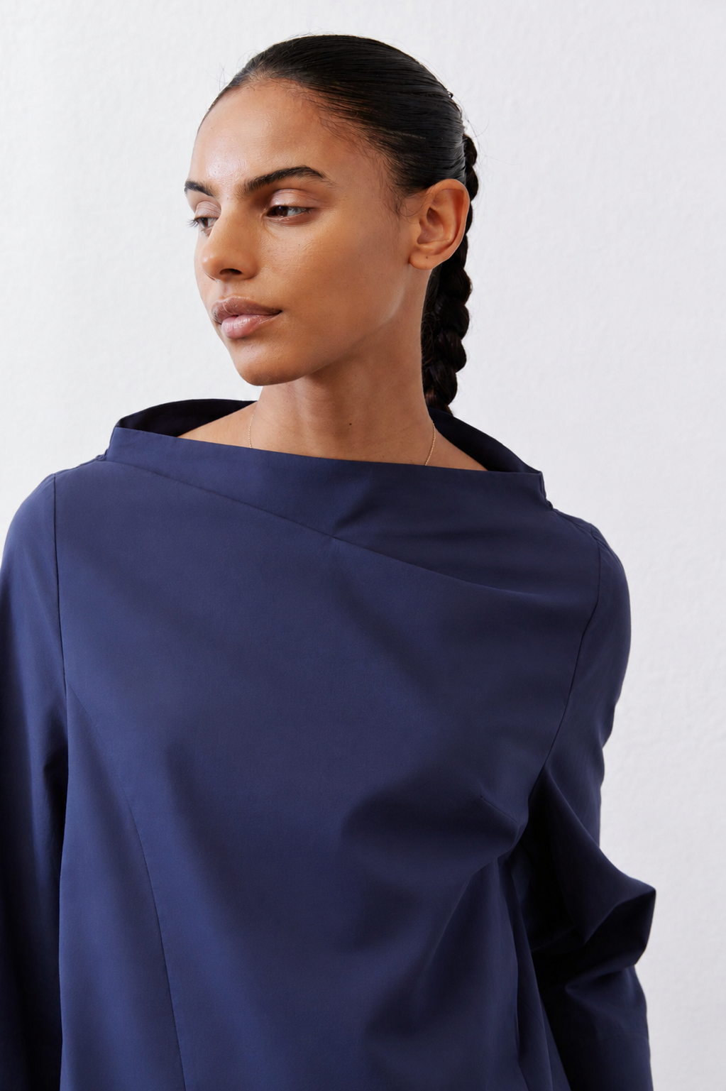 Asymmetric Popover Poplin Blouse