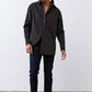 Black asymmetric button-down shirt with pointed collar and front buttons