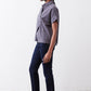 Asymmetric Button Short Sleeve Blouse
