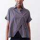 Asymmetric Button Short Sleeve Blouse