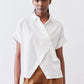 Asymmetric Button Short Sleeve Blouse