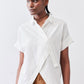 Asymmetric Button Short Sleeve Blouse
