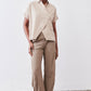Asymmetric Button Short Sleeve Blouse