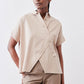 Asymmetric Button Short Sleeve Blouse