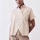 Asymmetric Button Short Sleeve Blouse