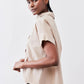 Asymmetric Button Short Sleeve Blouse