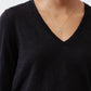 Black long-sleeve tunic with V-neck