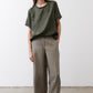 Olive petite wide-leg ankle pants with relaxed fit and cuffed hem