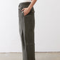 Utility pants, dark olive, elastic drawstring waist and side pocket, full length